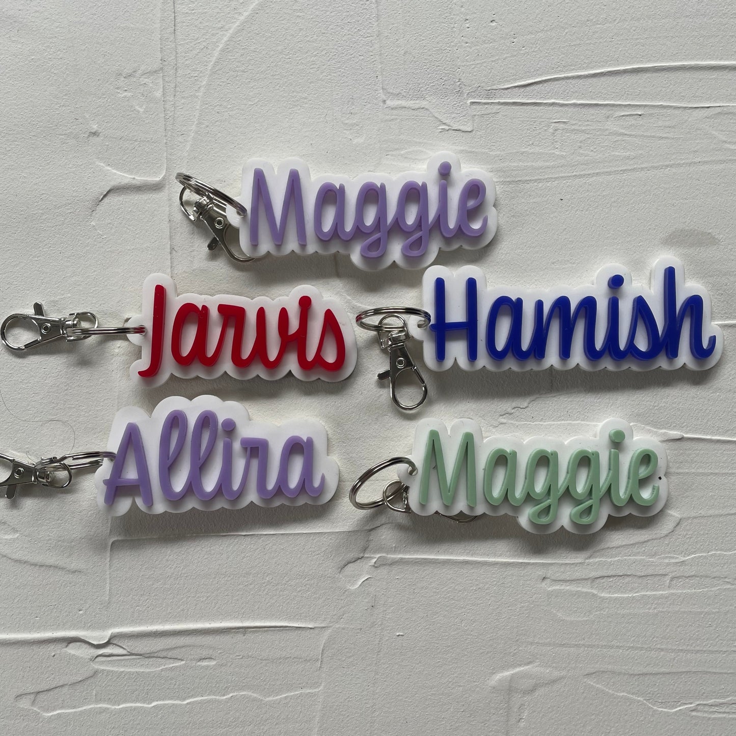 Personalised script keyrings