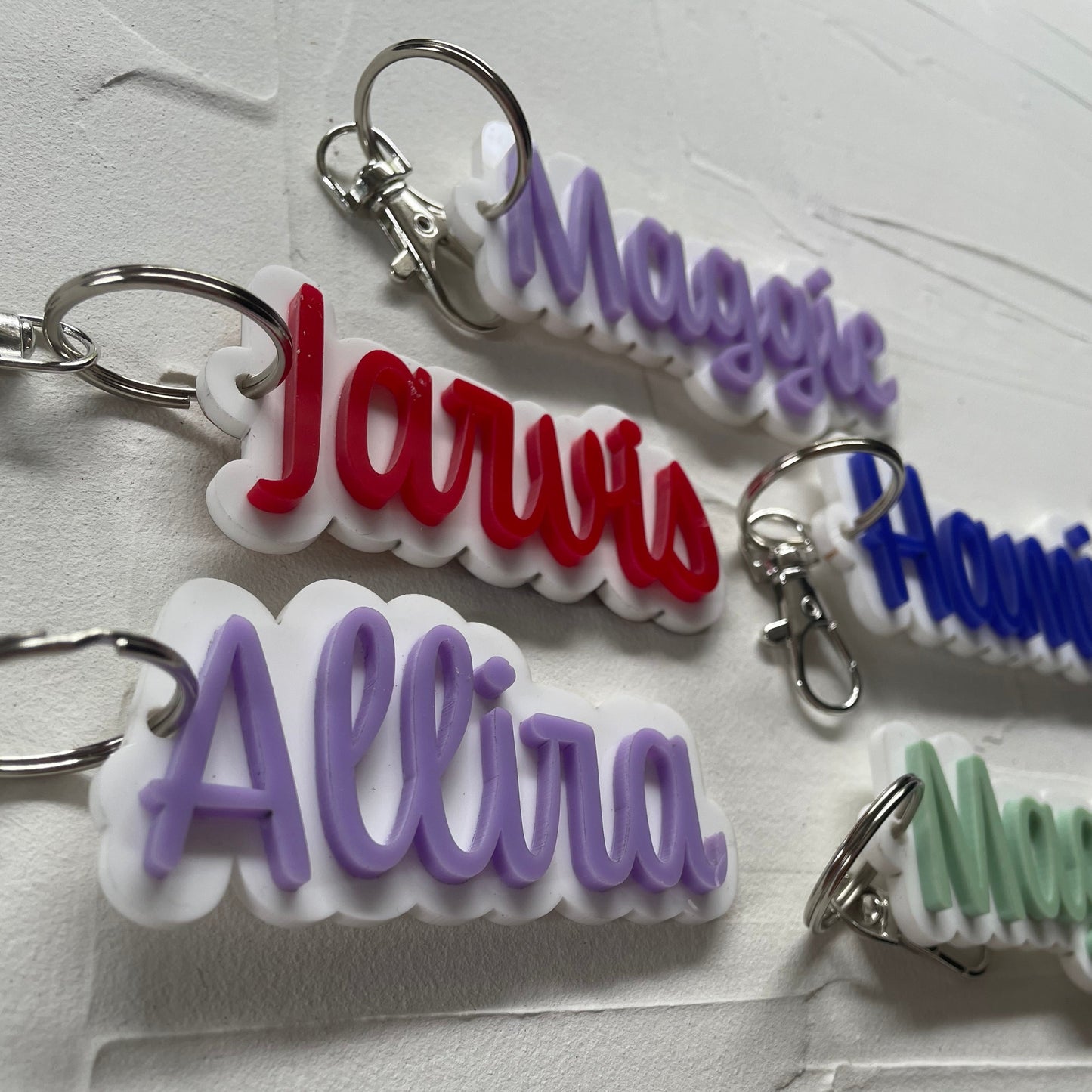 Personalised script keyrings